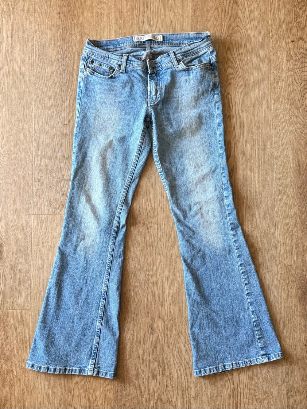 Y2k Express low rise light blue bootcut jeans